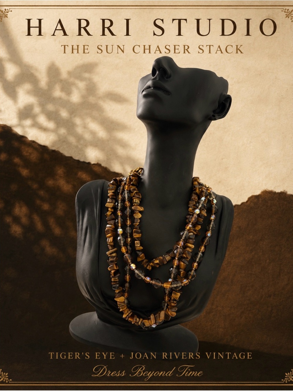 Sun Chaser Stack - Joan Rivers Vintage Beads + Tiger’s Eye Necklace Duo